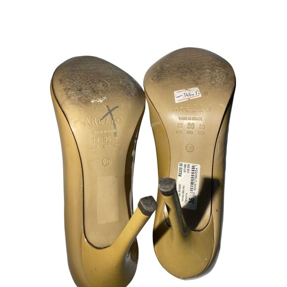 Arezzo Women's Size 7B (36 BRA) Beige Patent Leather Pumps shoes Made In Brazil - Picture 6 of 7